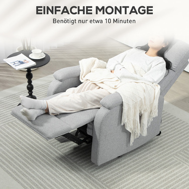HOMCOM Recliner, Крісло для телевізора з функцією відкидання, М'яке крісло під телевізор з білизною, крісло з кишеньковим пружином, крісло вантажопідйомністю до 150 кг для вітальні, сірий