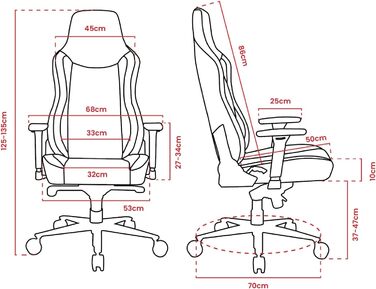 Ігровий та офісний крісло Arozzi Torretta Premium з SoftFabric™, 3D-підлокітники, висока спинка, регульована нахил, 2 подушки (Чорний/Червоний)