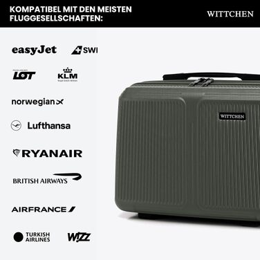 Валіза велика Wittchen Stripes Line XL (76.5x50x29 см) — Жорстка пластикова валіза-тролей ABS 96 л, 4 колеса 360°, кодовий замок, колір Khaki (з косметичкою S)