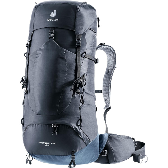 Рюкзак для трекінгу Deuter Aircontact Lite 40+10 л, чорний-синій, легкий, одноколірний