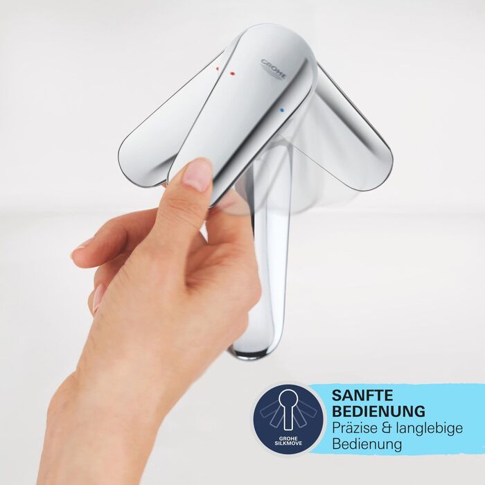 Змішувач для ванної кімнати Grohe Start, економічний, з холодною водою в середній позиції, з висувним зливом, 17 см, хром, 23551002 (Push-Open, економія води)