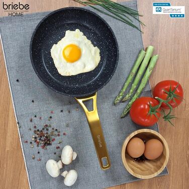 Набір сковорідок Briebe Gold Titanium 3 шт (20, 24, 28 см) з антипригарним покриттям, індукція. Алюміній, нержавіюча сталь.