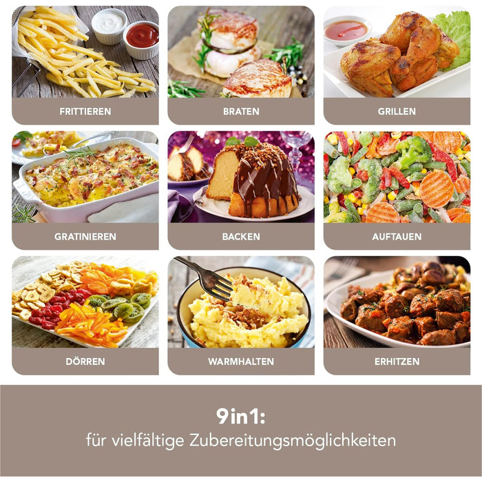 Цифрова аерофритюрниця GOURMETmaxx 12 л XXL з таймером, сенсорним дисплеєм, вертелем та решіткою для запікання, 8 програм, 1800 Вт, чорна, енергозберігаюча, для приготування без жиру