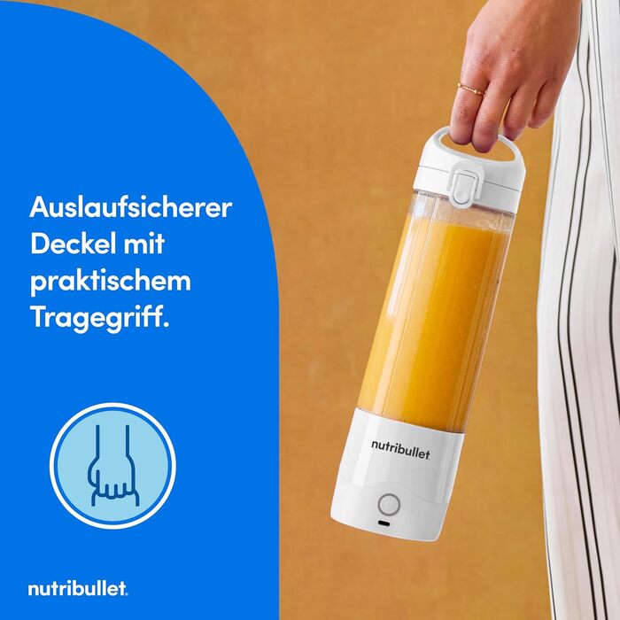 Портативний блендер nutribullet 475 мл, білий, USB-C, BPA Free, багатофункціональний міксер