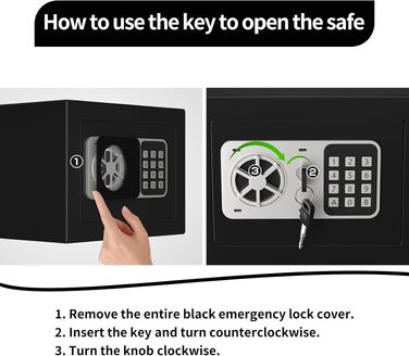 Цифровий міні-сейф Safe Tresor на 6,8 л, чорний: компактний домашній сейф для офісу та шафи з електронним замком та 2 ключами, 23 x 17 x 17 см