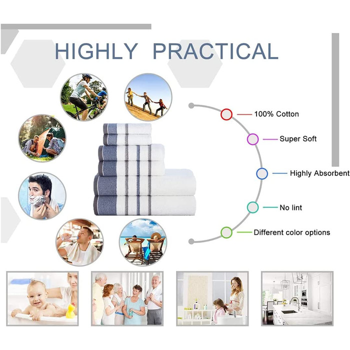 Набір рушників Casa Copenhagen He & She, 6 шт., коричневий + бежевий, 550 г/м², 100% єгипетська бавовна, для ванної, кухні та душу