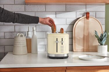 Тостер KitchenAid для 2 скибок, кремовий: ретро дизайн, 7 функцій, нержавіюча сталь