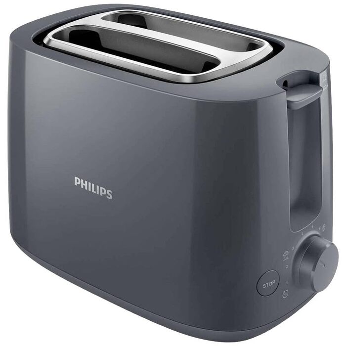 Тостер Philips HD2581/10 сірий, 2 відділення, регулятор підсмажування