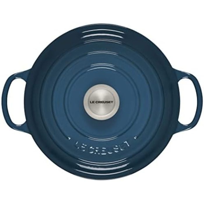 Чавунна каструля-брятер Le Creuset Signature з кришкою, 24 см, кругла, для всіх типів плит та індукції, 4,2 л, 4,3 кг, колір Deep Teal