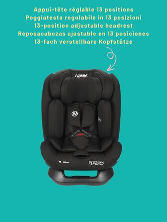 Автокрісло Nania Prato I-Size, 40-150 см, від народження до 12 років, з регульованою підголівником та поперековою підтримкою