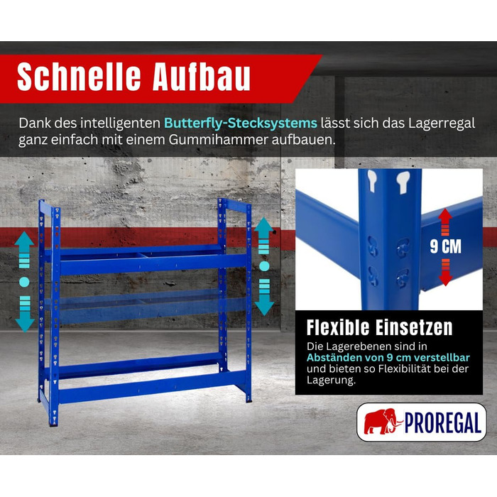 Стелаж для шин PROREGAL Tiger: 100x110x35 см, 150 кг навантаження, 8 шин, 2 рівні, блакитний