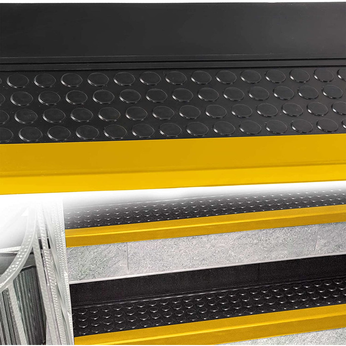 ANRO Гумовий килимок для сходів 120x30x4 см, жовті, антиковзкі для зовнішнього та внутрішнього використання