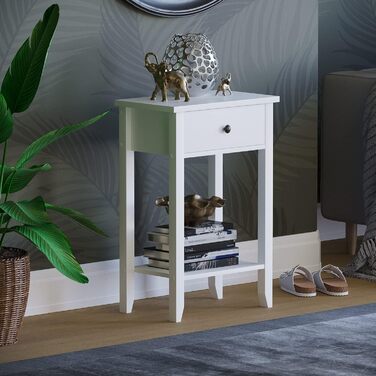 Консольний стіл Vida Design Windsor з шухлядою і полицею, білий, дерев'яний, для передпокою, вітальні, спальні, туалетний або письмовий столик
