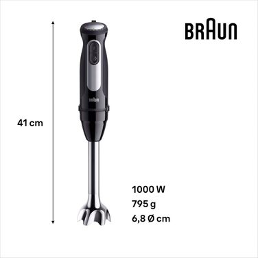 Блендер занурювальний Braun MultiQuick 5 MQ 50236 (білий, 1000 Вт) – з насадками, 21 швидкість, Turbo, нержавіюча сталь, EasyClick, SplashControl