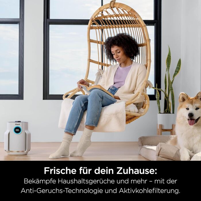 Повітряний фільтр Shark NeverChange HP150EU: для кімнат до 60 м², HEPA-фільтр на 5 років, уловлює 99,97% алергенів, авто-режим, тиха робота, LED-дисплей, білий