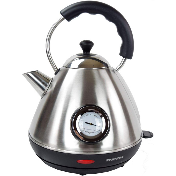 Електрочайник Syntrox Germany WK-2200W-1.7T 2200 Вт 1,7 л нержавіюча сталь з термометром, бездротовий, 360°