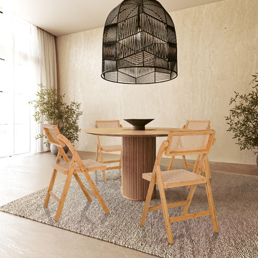 Складане обіднє крісло TUDELA BAMBOO з бамбука та ротанга, коричневе, hjh LIVING
