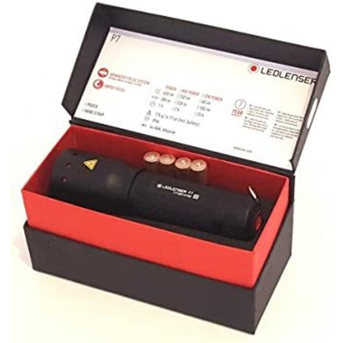 Ліхтарик Ledlenser P7 професійний LED, 450 лм, чорний, компактний, високопродуктивний, 1,5 В, 13x3,7 см