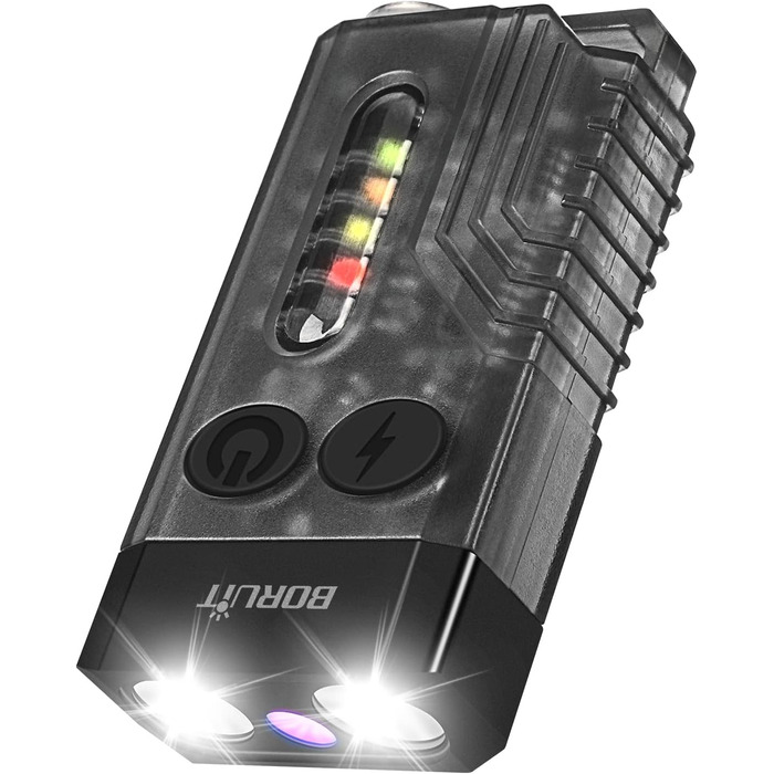 Ліхтарик BORUIT V10 LED, 1000 лм, міні, на ключі, з УФ 365нм, магнітом, 14 режимів, IPX4, водонепроникний, чорний, акумуляторний