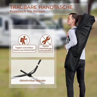 Гамак Yaheetech з металевою стійкою для 2-3 осіб, регульований 294/304/314 см, до 205 кг, з сумкою для перенесення, для саду, кемпінгу, подорожей, балкона