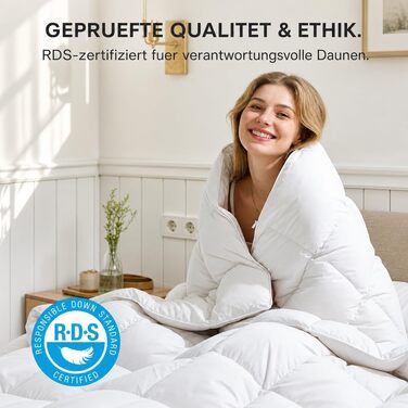 Всесезонна легка ковдра з гусячого пуху 90% (135 x 200 см), біла, Luxury All Year Comfort