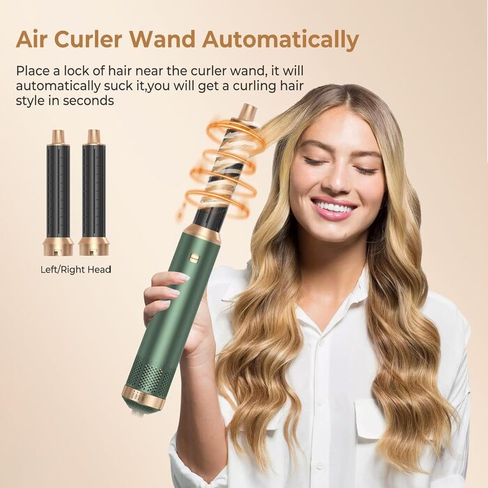 MogaWave Air Styler Pro 6 в 1: Фен-щітка, стайлер для волосся 1000W (Сірий)