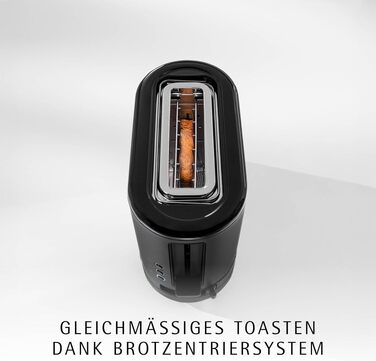 Тостер WMF Küchenminis для 1 тосту XXL, з підставкою для булочок, розморожування, 7 рівнів підсмажування, 600 Вт, нержавіюча сталь, чорний матовий