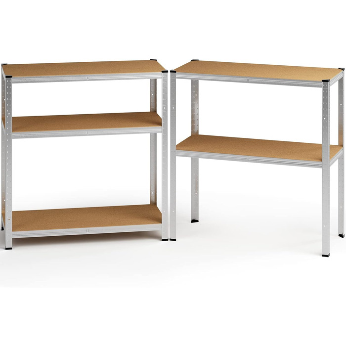 Стелаж Monzana 160x90x40 см, 700 кг, 4 полиці МДФ, важкий металевий стелаж для складу, гаража, майстерні