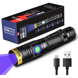 Ультрафіолетовий ліхтар DARKBEAM 365нм, портативний, USB-зарядка, з кліпсою, для виявлення плям тварин, затвердіння смоли