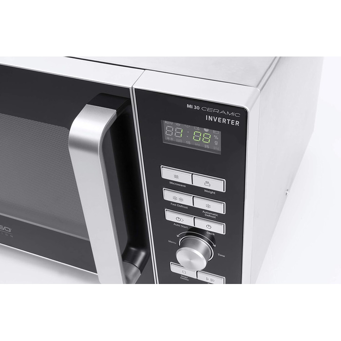 Мікрохвильова піч CASO MI 30 Ceramic Inverter, 30 л, 1000 Вт, нержавіюча сталь, срібляста - Переможець тесту Haus & Garten
