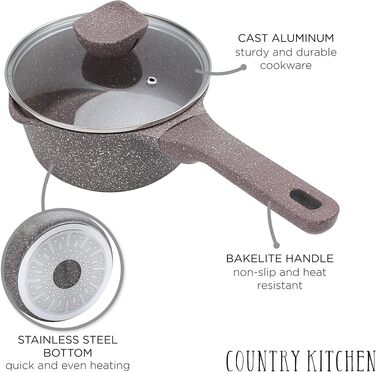 Набір посуду Country Kitchen з антипригарним покриттям, литий алюміній, 11 предметів, кремовий колір – для щоденного приготування їжі