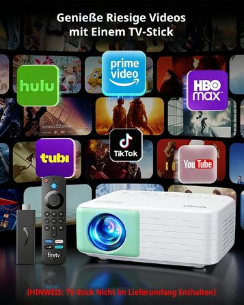 YOTON Mini Beamer 1080P: Портативний проектор для дому, спальні, HDMI/USB/PS5/ТВ-стік, чорний (зелений)