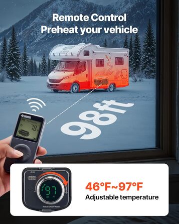 Дизельний обігрівач VEVOR 8 кВт, 12/24 В, портативний, з пультом ДУ та LCD, для вантажівок/кемперів, оранжевий