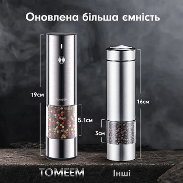 Електричний набір млинків для солі та перцю з нержавіючої сталі, 2 шт, з регульованим керамічним механізмом, LED підсвіткою, перезаряджувані, з щіткою для очищення