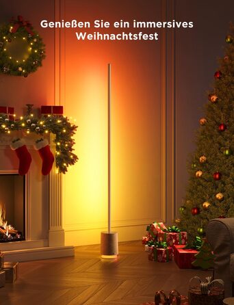 Govee Stehlampe Pro 2100 Лм, RGBIC LED лампа з Bluetooth-колонкою, білий шум, Alexa, 16 млн кольорів, музична синхронізація, сіра, для вітальні