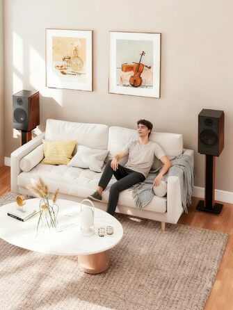 Стійки під колонки Holz Braun Schwarz, 70 см – Преміум стійкі для дому та студії з прихованою проводкою