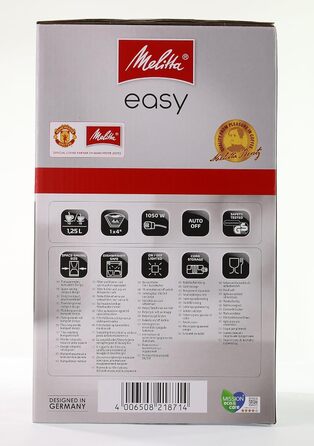 Кавоварка Melitta Easy з знімним поворотним фільтром, скляною колбою та системою захисту від крапель, на 10 чашок, чорна
