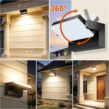 Стіна LED-ліхтар ledmo 60W чорний, 3000K, 5000LM, поворотна панель 360°, водонепроникна IP65 для вулиці та приміщень