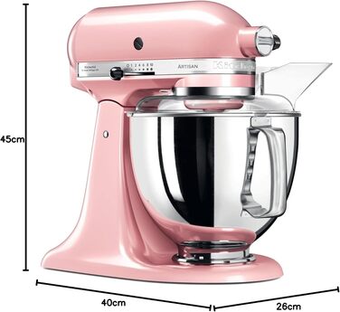 Кухонна машина KitchenAid Artisan — планетарний міксер з чашами з нержавіючої сталі 4.8 л та набором з 5 аксесуарів, колір Dried Rose