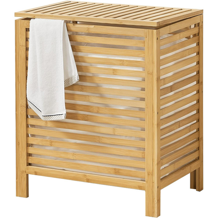 Бамбуковий кошик для білизни en.casa Skövde 65 л, знімний мішок, 50,5x35,5x60 см