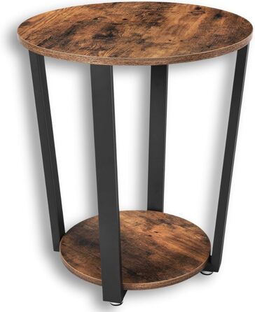 Журнальний стіл holz4home Lorie, круглий, з полицею, 50x57 см, індастріал, коричневий, легка збірка