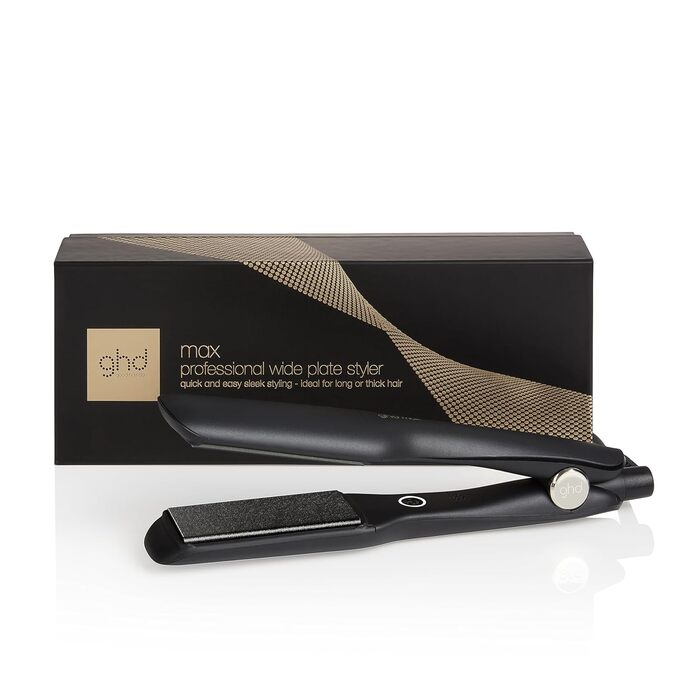 ghd Max професійний випрямляч для волосся з широкими пластинами для довгого, густого та кучерявого волосся, швидке вирівнювання та створення хвиль, Dual-Zone технологія, чорний