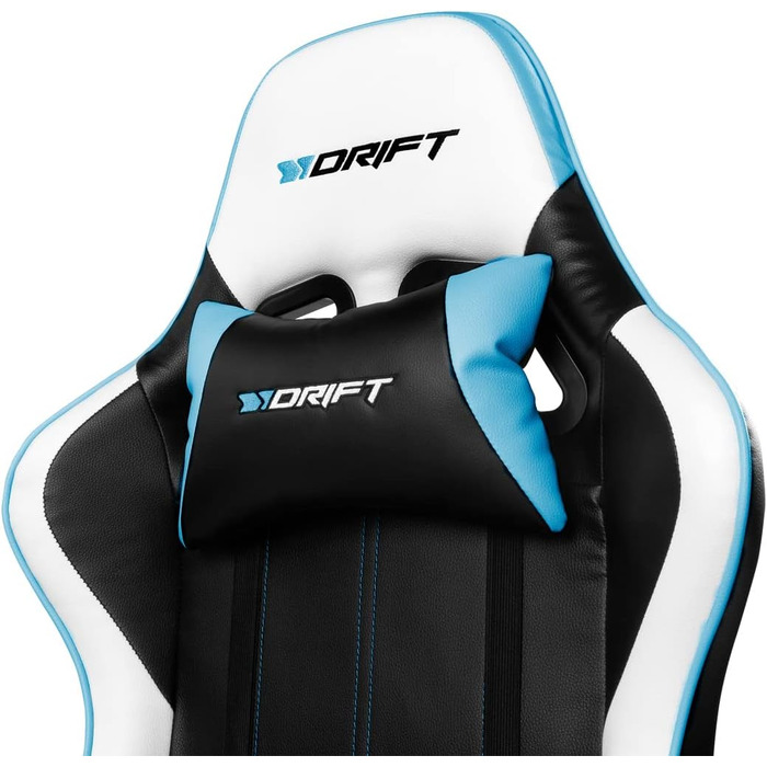 Ігрове крісло DRIFT DR175BUE, екошкіра, 2D-підлокітники, клас 4, обертове, чорний/синій