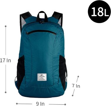 Naturehike ультралегкий водонепроникний рюкзак для туризму, складаний рюкзак 18л для походів, кемпінгу, велоспорту, льодовий синій