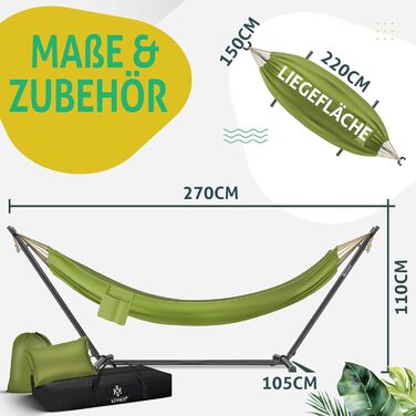 Гамак KESSER® Lake з каркасом для 2 осіб, 200 кг, для дому та саду, XXL, з подушкою, бежевий