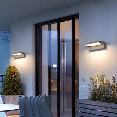 Стіна LED-світильник SANSHI 30W зовнішній, водонепроникна лампа IP65 з регулюванням панелі 350°, 3 режими кольору (3000K/4000K/6500K) для саду та тераси, темно-сірий