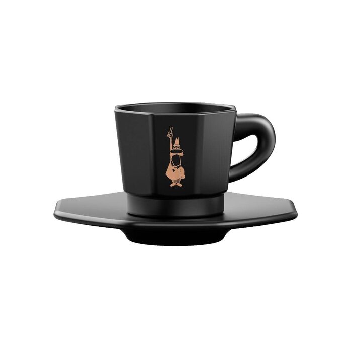 Набір еспресо-чашок Bialetti Octagonal (4 шт), матовий чорний та рожеве золото, 75 мл, RTATZ403
