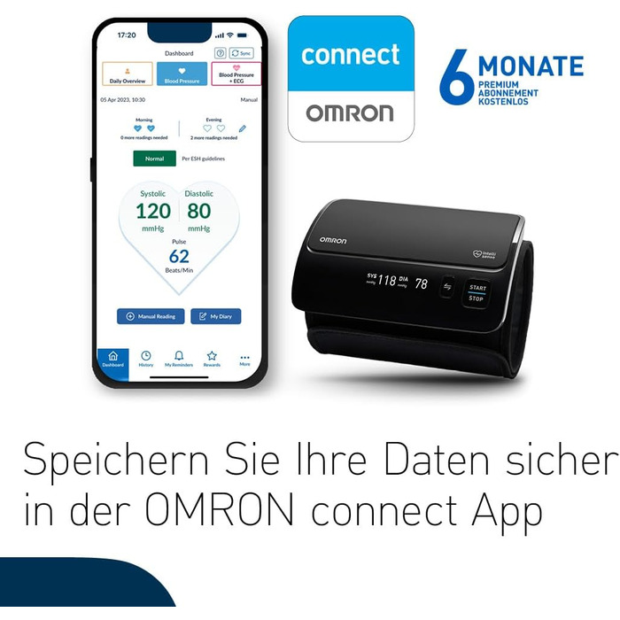 Автоматичний тонометр OMRON EVOLV на плече, бездротовий, клінічно перевірений, для вагітних, із безкоштовним додатком та 6 місяців OMRON connect Premium