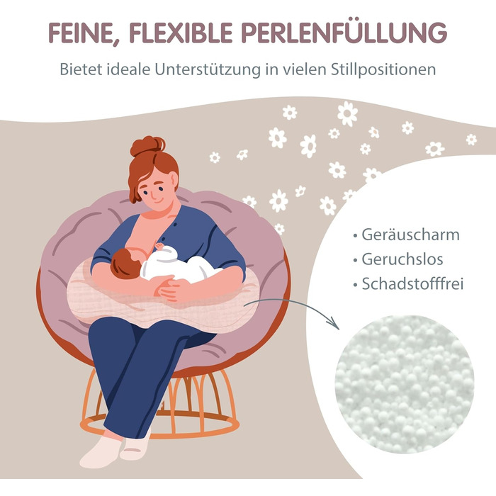 Подушка для вагітних та годування Theraline Dodo Pillow Premium 180 см, мусліновий чохол (100% бавовна), бежева