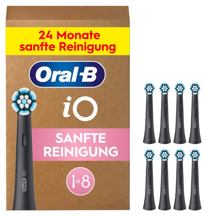 Смінні насадки для електричної зубної щітки Oral-B iO Gentle Care (м'яка очистка), чорні, 8 шт.
